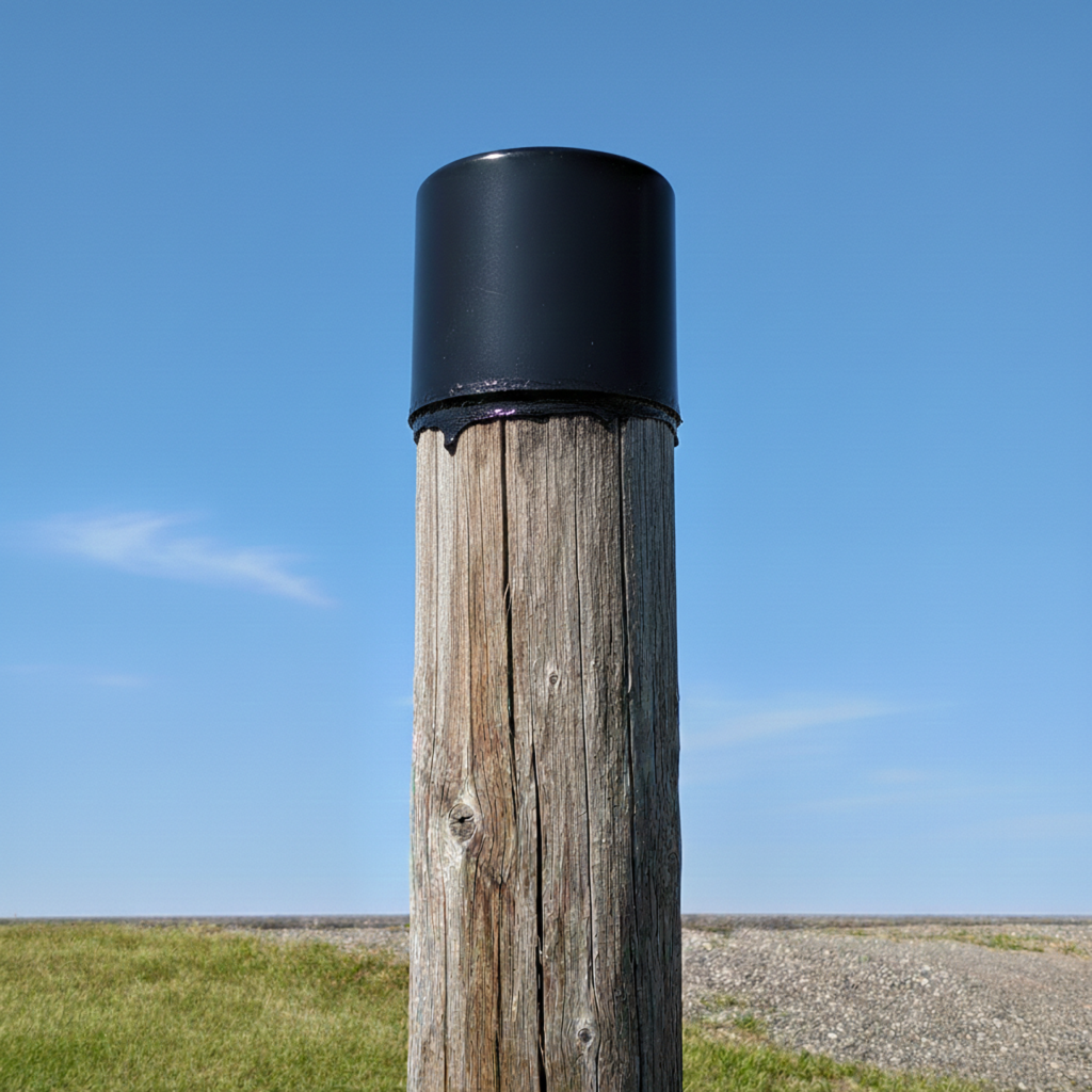 Heat Shrink Pole Protection Caps in application